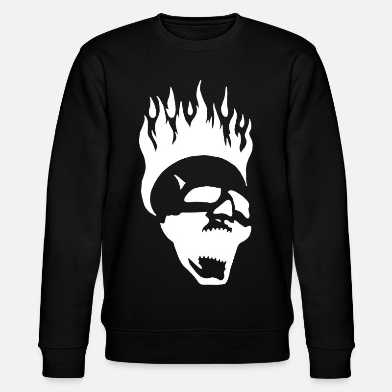 Crâne hurlant enflammé (blanc) - Sweat bio CHANGER Stanley/Stella Unisexe - noir