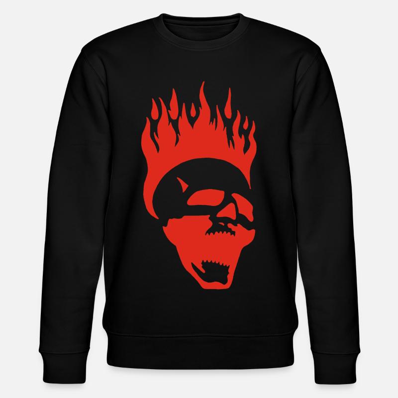 Flammender schreiender Schädel (rot) - Stanley/Stella Unisex Bio-Sweatshirt CHANGER - Schwarz