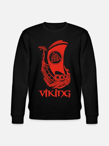Red Viking Ship - Stanley/Stella CHANGER Unisex Organic Sweatshirt - black