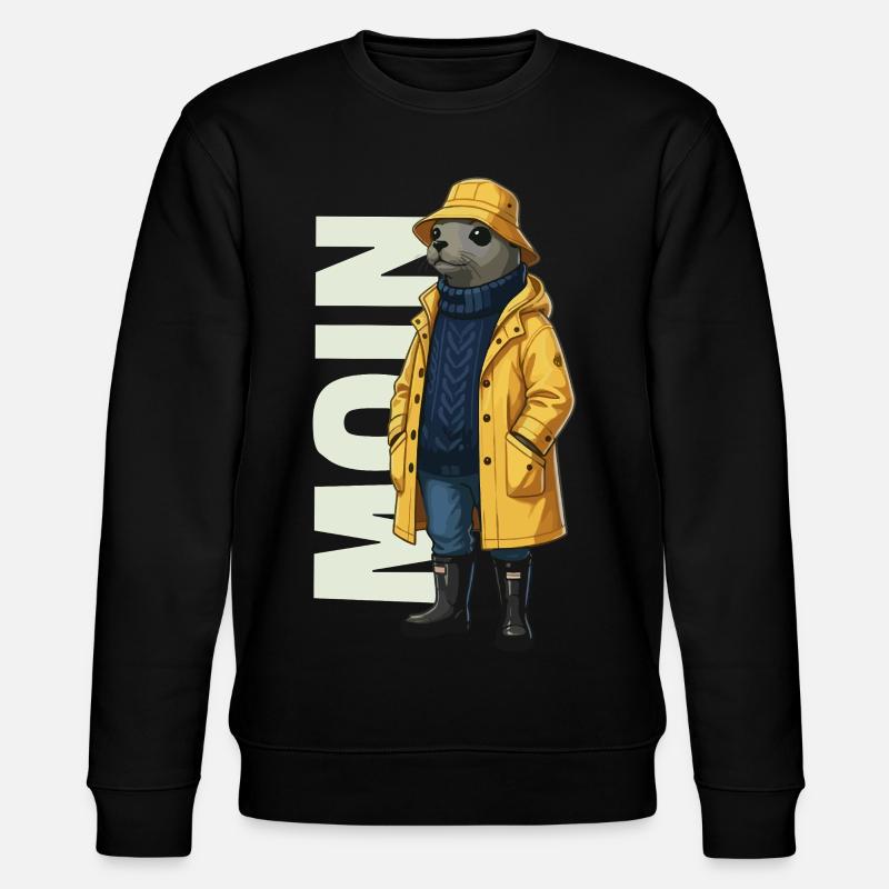 Seehund Moin – Regenmantel Design - Stanley/Stella Unisex Bio-Sweatshirt CHANGER  - Schwarz