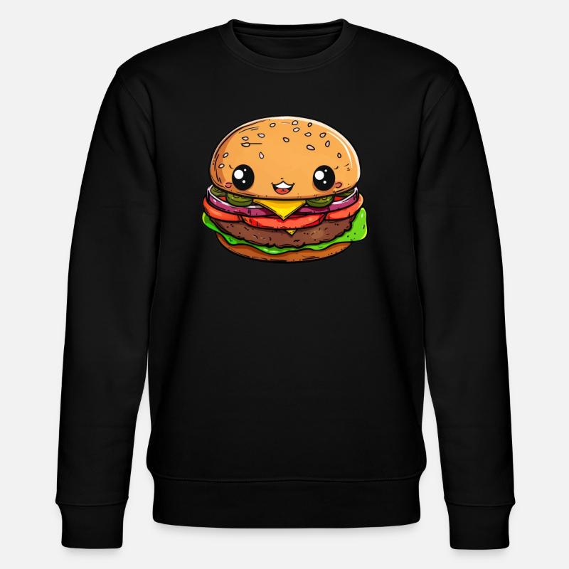 Lustiger Burger Comic - Stanley/Stella Unisex Bio-Sweatshirt CHANGER  - Schwarz