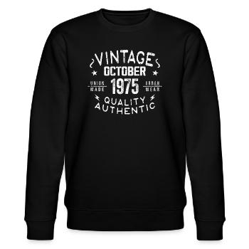 Geboren Im Oktober 1975 Geschenk Im Oktober - 1975 - Stanley/Stella Unisex Bio-Sweatshirt CHANGER  - Schwarz - Vorne - Nik (191cm) & Marisol (170cm)