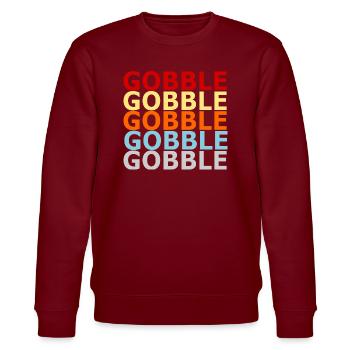 Retro Vintage Style Thanksgiving Turkey Turkey - Stanley/Stella CHANGER Unisex Organic Sweatshirt - burgundy - Front - Nik (191cm) & Marisol (170cm)