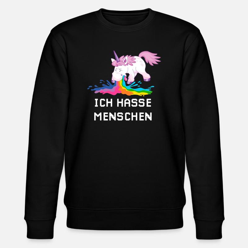 Ich hasse Menschen Einhorn - Stanley/Stella Unisex Bio-Sweatshirt CHANGER  - Schwarz