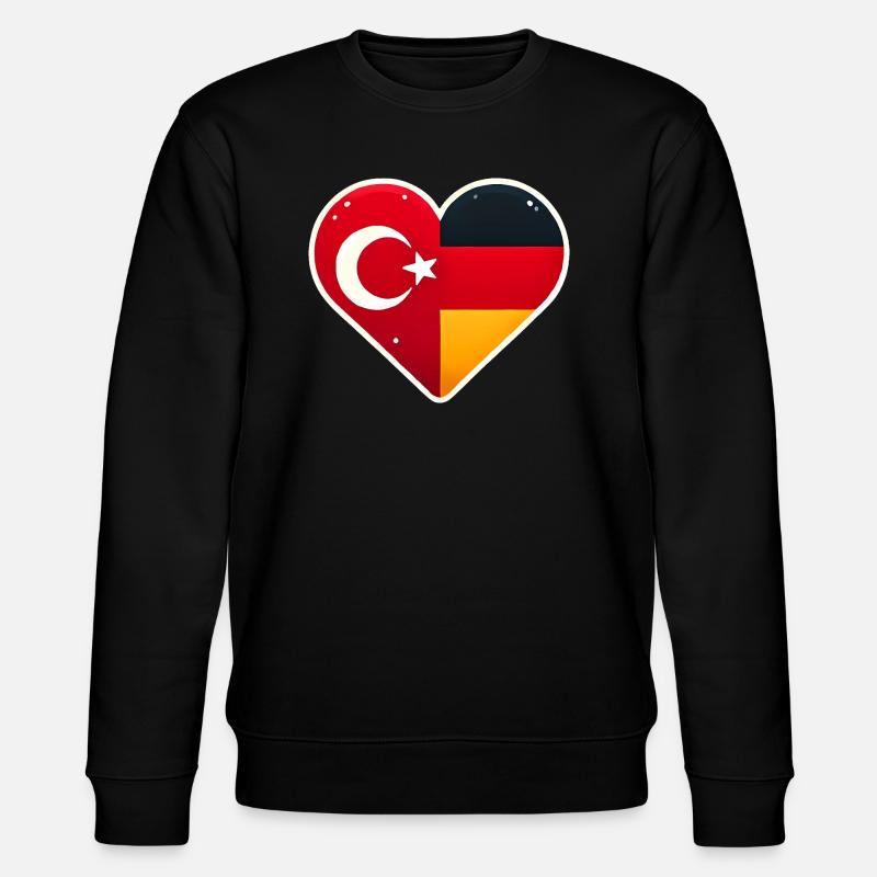 TurkishGerman Heart Flag Unity - Stanley/Stella CHANGER Unisex Organic Sweatshirt - black