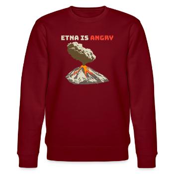 Mount Etna is Angry, Lava Flow, Volcanic Eruption - Stanley/Stella CHANGER Unisex Organic Sweatshirt - burgundy - Front - Nik (191cm) & Marisol (170cm)