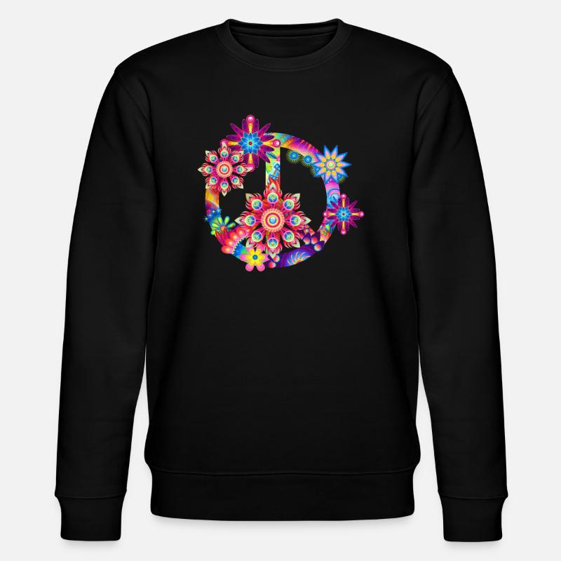 Flower Peace Magenta - Stanley/Stella Unisex Bio-Sweatshirt CHANGER  - Schwarz