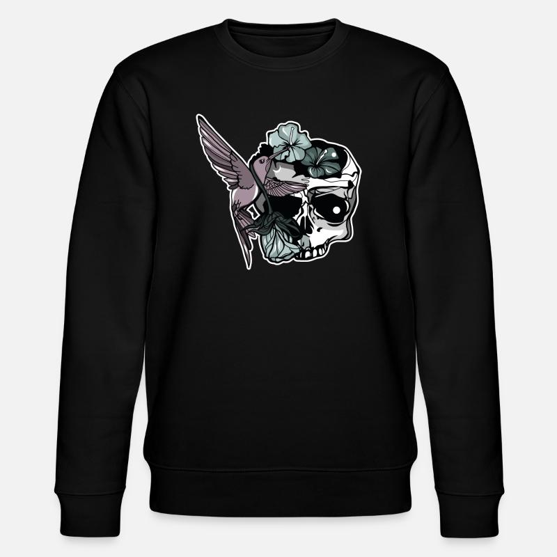 Crâne floral - Sweat bio CHANGER Stanley/Stella Unisexe - noir