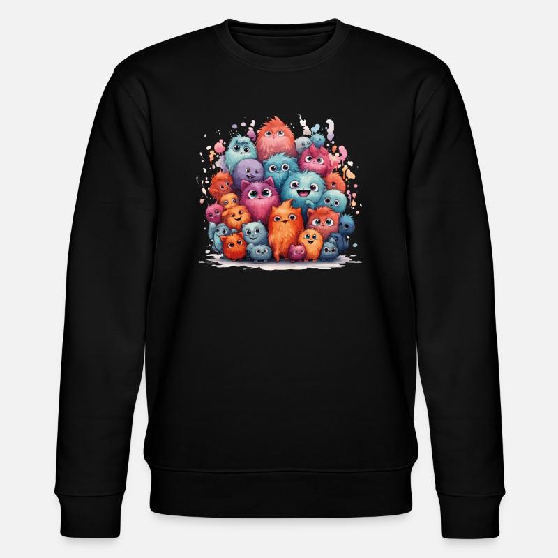 groupe mignon de monstres - Sweat bio CHANGER Stanley/Stella Unisexe - noir