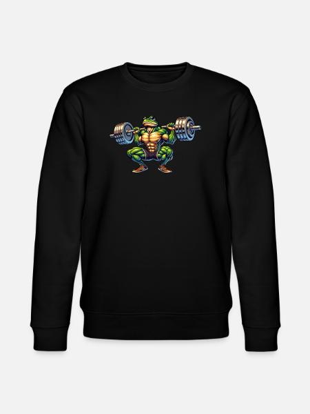Frog Toad Toad Barbell Gym Fitness Workout - Stanley/Stella CHANGER Unisex Organic Sweatshirt - black