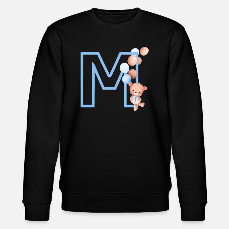 Letter M Blue Bear - Stanley/Stella CHANGER Unisex Organic Sweatshirt - black