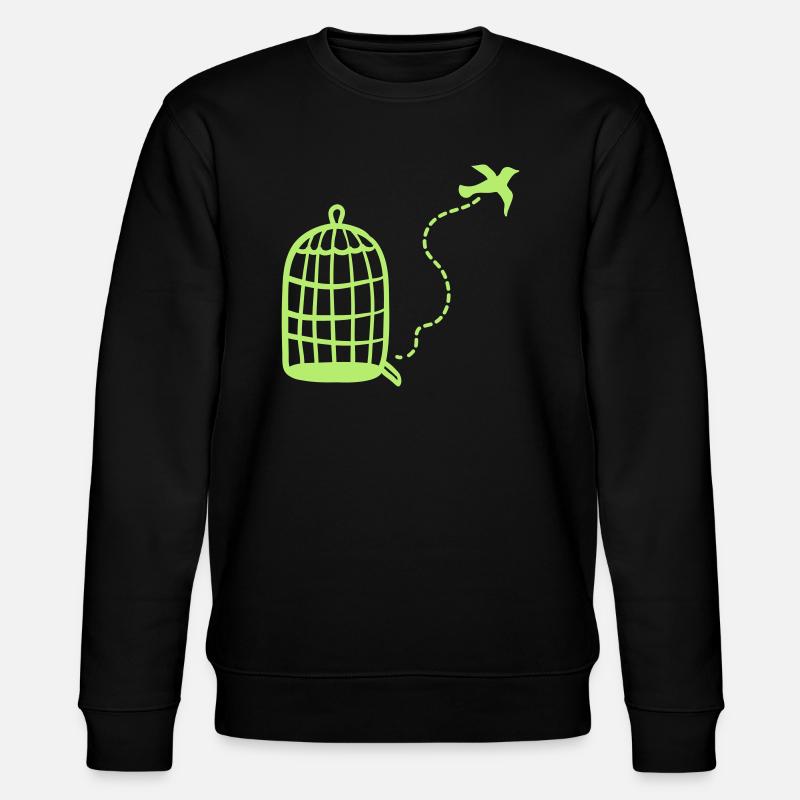 Käfig - Vogel fliegt - Stanley/Stella Unisex Bio-Sweatshirt CHANGER  - Schwarz