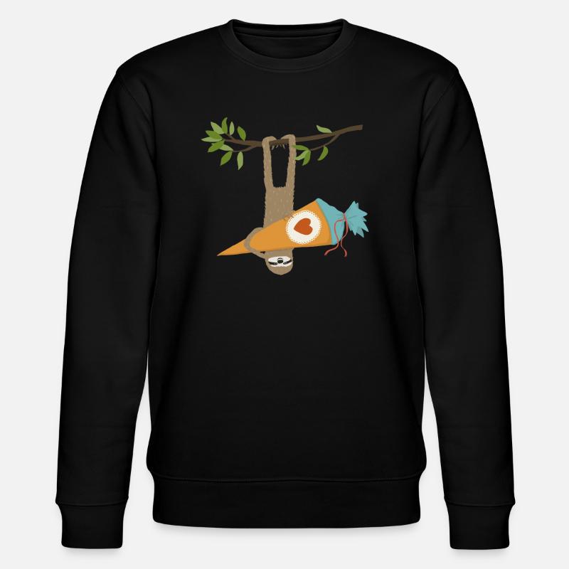 Faultier mit Schultüte - Stanley/Stella Unisex Bio-Sweatshirt CHANGER  - Schwarz