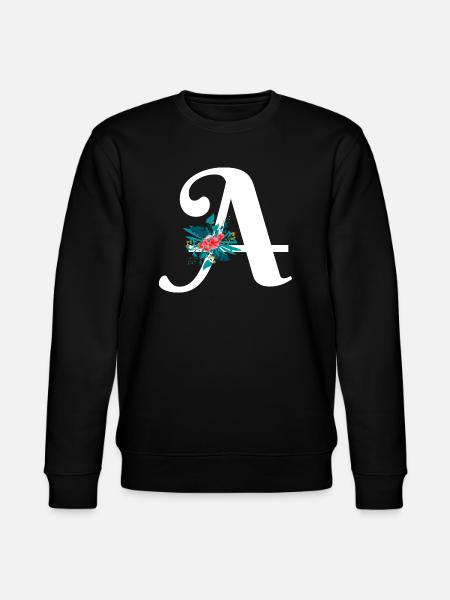 lettre A fleuris - Sweat bio CHANGER Stanley/Stella Unisexe - noir