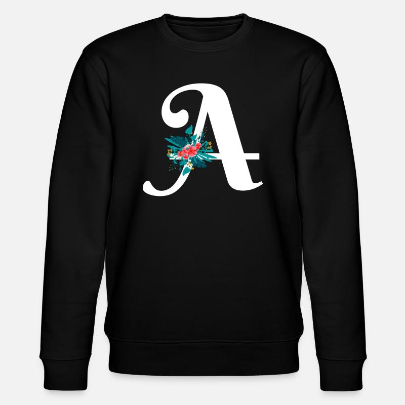 Buchstabe A blumig - Stanley/Stella Unisex Bio-Sweatshirt CHANGER  - Schwarz