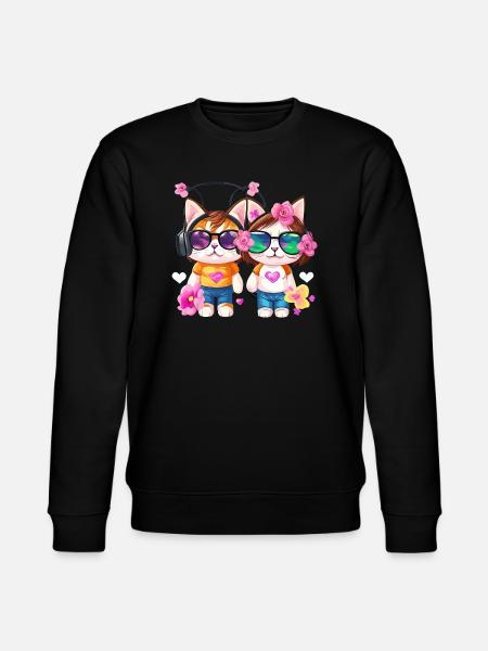 Katze freunde - Stanley/Stella Unisex Bio-Sweatshirt CHANGER  - Schwarz