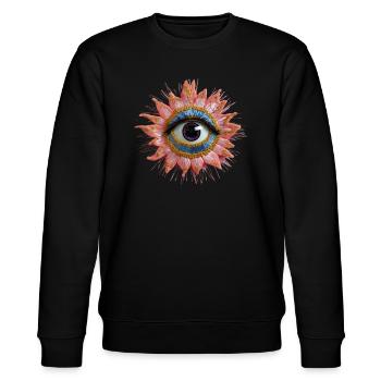 Blume Auge, Blume - Stanley/Stella Unisex Bio-Sweatshirt CHANGER  - Schwarz - Vorne - Nik (191cm) & Marisol (170cm)