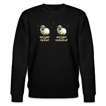 Schaf - Unschaf I Witzige Illustration - Stanley/Stella Unisex Bio-Sweatshirt CHANGER  - Schwarz - Vorne - Nik (191cm) & Marisol (170cm)