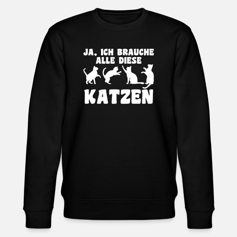 Katze Tier Katzen Geschenk - Stanley/Stella Unisex Bio-Sweatshirt CHANGER - Schwarz