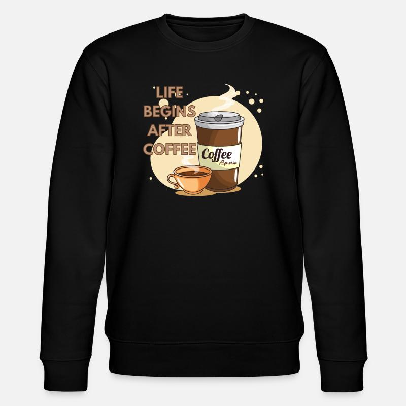 Life Begins After Coffee - Stanley/Stella Unisex Bio-Sweatshirt CHANGER - Schwarz