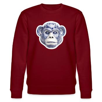 Keramisches Affengesicht - Stanley/Stella Unisex Bio-Sweatshirt CHANGER  - Burgunderrot - Vorne - Nik (191cm) & Marisol (170cm)