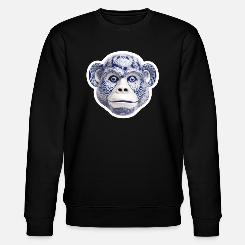 Ceramic monkey face - Stanley/Stella CHANGER Unisex Organic Sweatshirt - black
