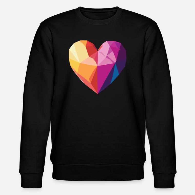 Liebe - Low Poly Herz - Stanley/Stella Unisex Bio-Sweatshirt CHANGER  - Schwarz