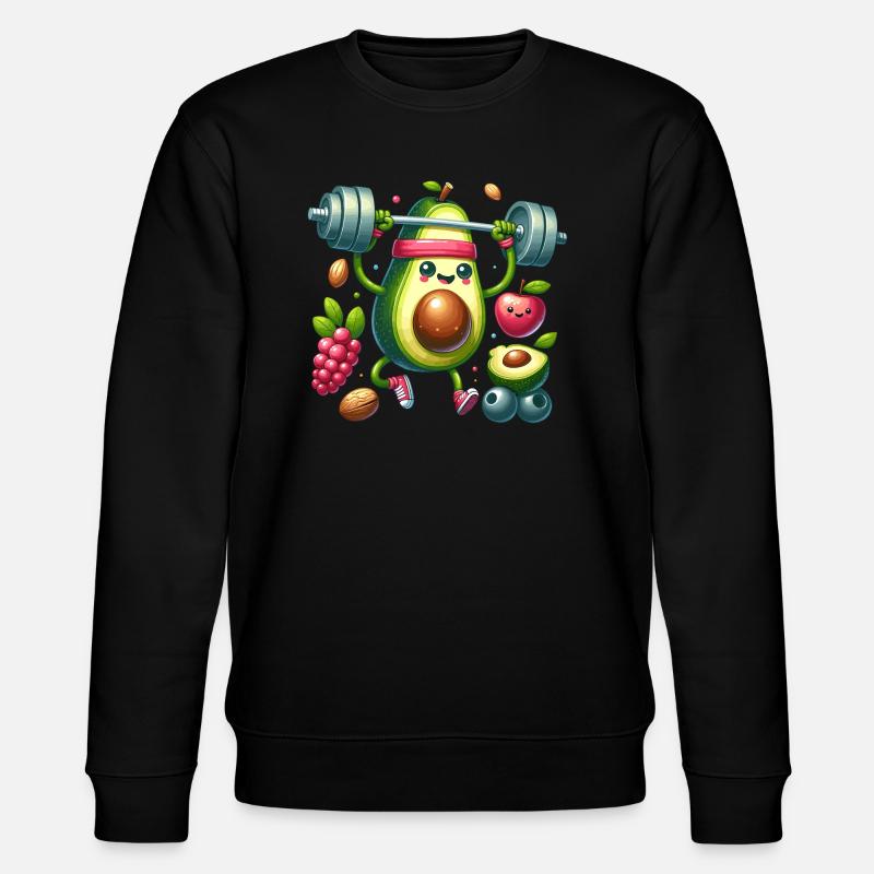 Avocado Workout Fun - Stanley/Stella CHANGER Unisex Organic Sweatshirt - black