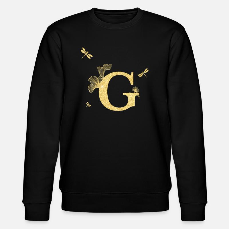 Buchstabe g goldene Glitzerlibelle - Geschenkidee - Stanley/Stella Unisex Bio-Sweatshirt CHANGER  - Schwarz