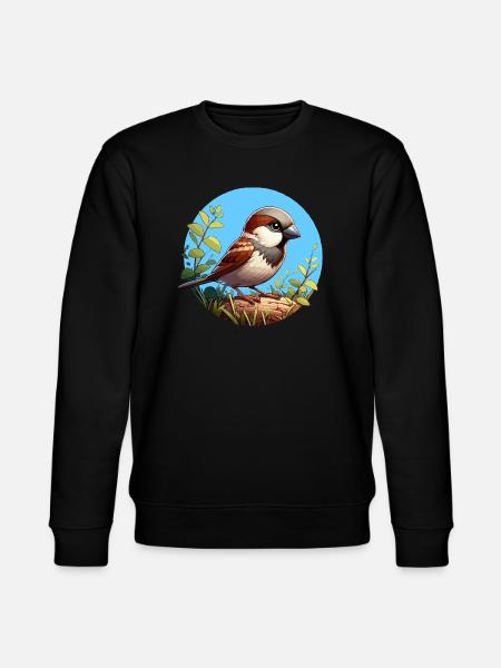 Sparrow on a branch - Stanley/Stella CHANGER Unisex Organic Sweatshirt - black
