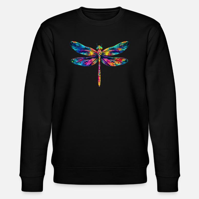 Bunte Libelle Insekt - Stanley/Stella Unisex Bio-Sweatshirt CHANGER  - Schwarz