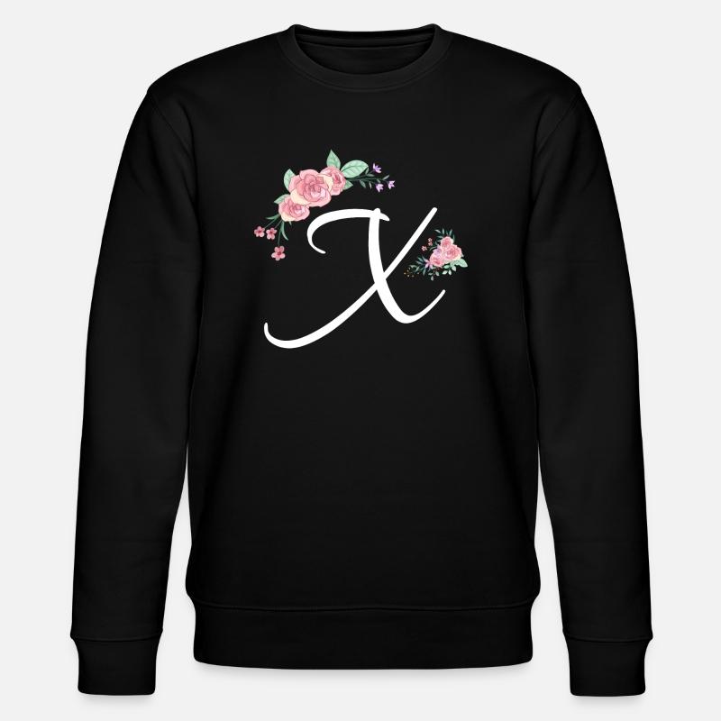 Buchstabe x Blumen - Stanley/Stella Unisex Bio-Sweatshirt CHANGER  - Schwarz
