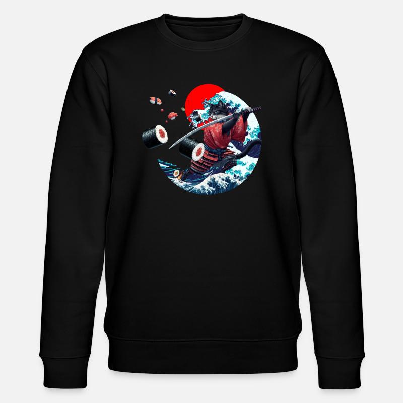 Chat samouraï japonais sush - Sweat bio CHANGER Stanley/Stella Unisexe - noir