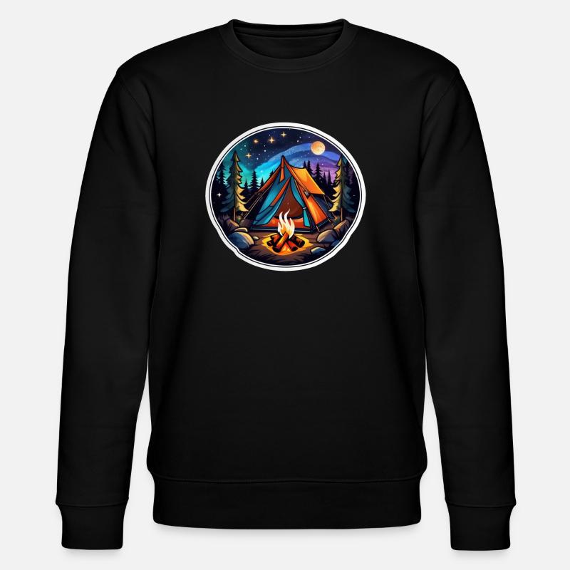 Camping, tent and campfire - Stanley/Stella CHANGER Unisex Organic Sweatshirt - black