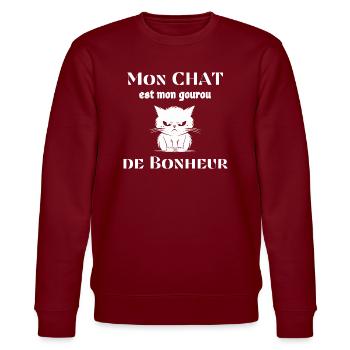 Mon Chat est mon Gourou de Bonheur - Sweat bio CHANGER Stanley/Stella Unisexe - bordeaux - Devant - Nik (191cm) & Marisol (170cm)