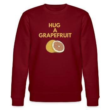 HUG A GRAPEFRUIT - Stanley/Stella CHANGER Unisex Organic Sweatshirt - burgundy - Front - Nik (191cm) & Marisol (170cm)
