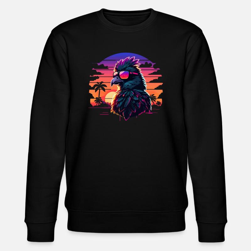 Synthwave Bird Sunset - Stanley/Stella CHANGER Unisex Organic Sweatshirt - black