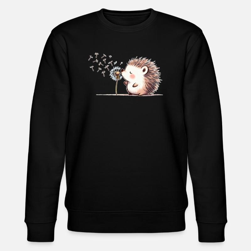 Igel mit Pusteblume - Stanley/Stella Unisex Bio-Sweatshirt CHANGER - Schwarz