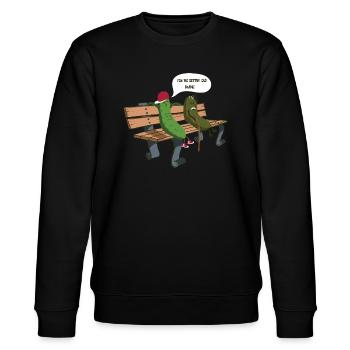 Du wirst langsam alt, Kumpel - Gurke - Stanley/Stella Unisex Bio-Sweatshirt CHANGER  - Schwarz - Vorne - Nik (191cm) & Marisol (170cm)
