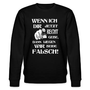 Besserwisser lustige Sprüche lustig Rechthaberei - Stanley/Stella Unisex Bio-Sweatshirt CHANGER  - Schwarz - Vorne - Nik (191cm) & Marisol (170cm)
