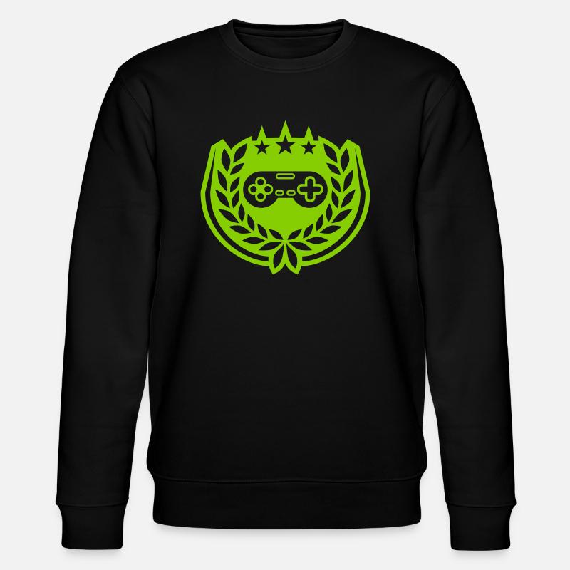 Retro Controller Stars Laurel Wreath - Stanley/Stella CHANGER Unisex Organic Sweatshirt - black