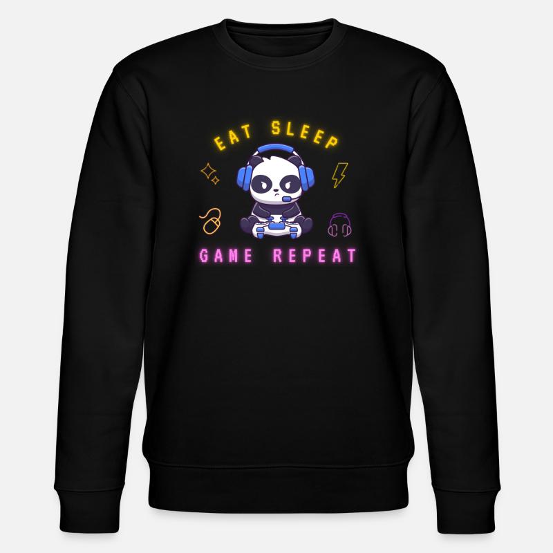 Eat, sleep, game repeat - Stanley/Stella Unisex Bio-Sweatshirt CHANGER  - Schwarz