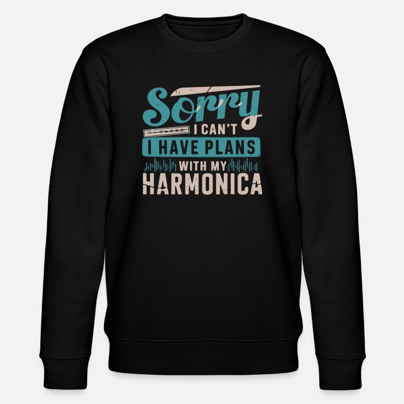 Harmonica Playing Gift - Stanley/Stella CHANGER Unisex Organic Sweatshirt - black