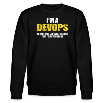 Developer Funny Saying Profession Colleague Gift - Stanley/Stella CHANGER Unisex Organic Sweatshirt - black - Front - Nik (191cm) & Marisol (170cm)