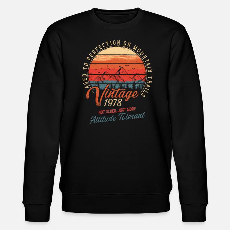 Vintage 1978 Birthday Hiking Mountains Gift - Stanley/Stella CHANGER Unisex Organic Sweatshirt - black