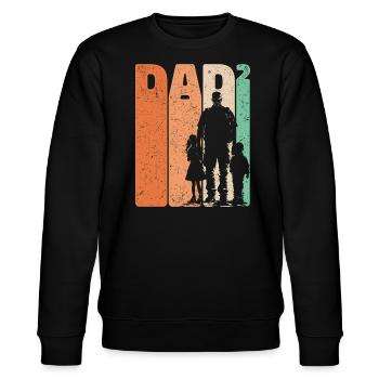 Dad Hoch 2 Vater Sohn Tochter Retro Geschenk - Stanley/Stella Unisex Bio-Sweatshirt CHANGER  - Schwarz - Vorne - Nik (191cm) & Marisol (170cm)