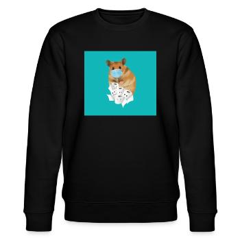 Maske Hamster Toilettenpapier Humor - Stanley/Stella Unisex Bio-Sweatshirt CHANGER  - Schwarz - Vorne - Nik (191cm) & Marisol (170cm)