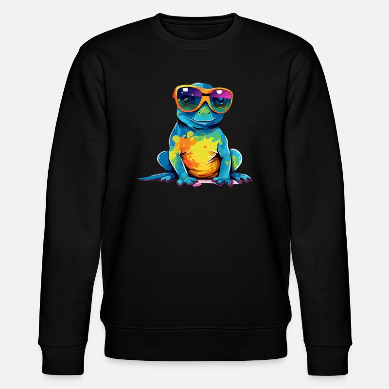 Lila der Brillensalamander - Stanley/Stella Unisex Bio-Sweatshirt CHANGER  - Schwarz