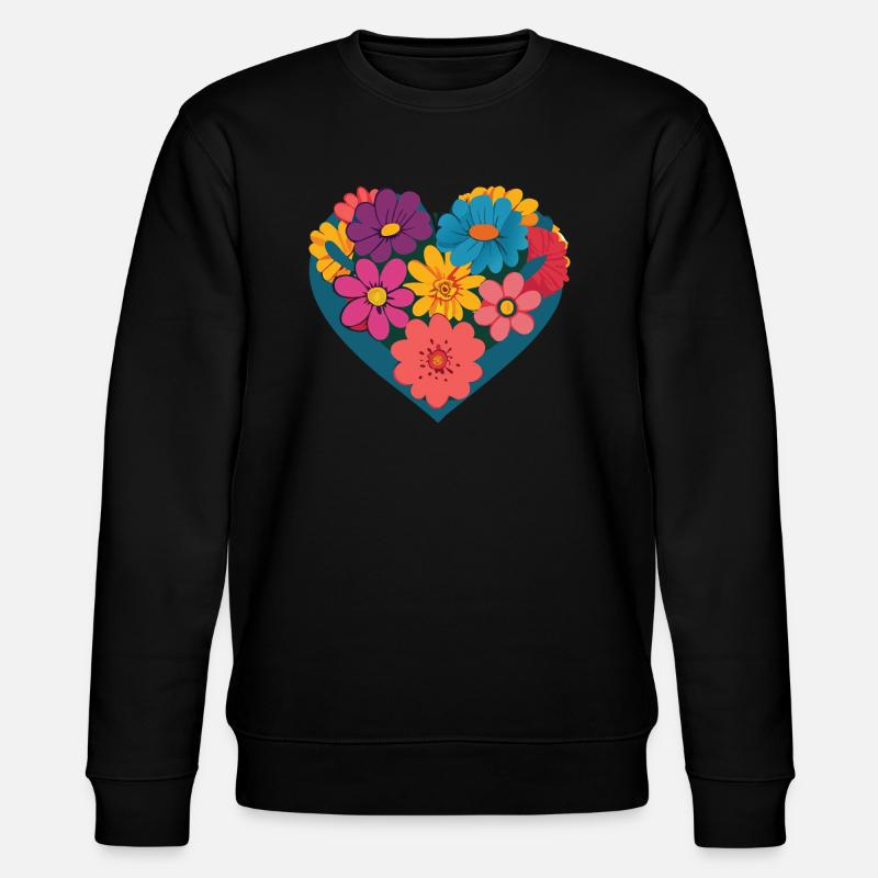 Amour - Fleurs - Cœur - Sweat bio CHANGER Stanley/Stella Unisexe - noir