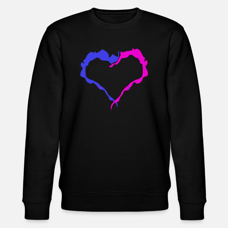 Rosa & Blaues Herz - Stanley/Stella Unisex Bio-Sweatshirt CHANGER  - Schwarz